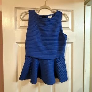 Bisou Bisou Textured Royal Blue Top